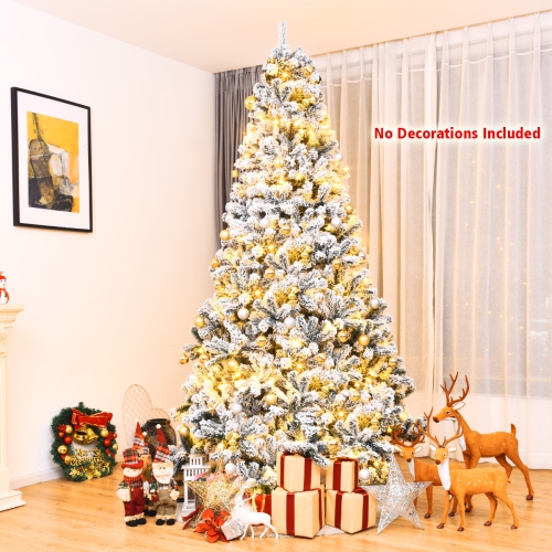Topbuy 9ft Snow Flocked Christmas Tree 1498 Premium Hinged Tips Artificial Unlit Tree