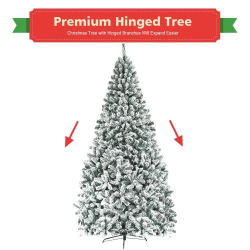 Topbuy 9ft Snow Flocked Christmas Tree 1498 Premium Hinged Tips Artificial Unlit Tree