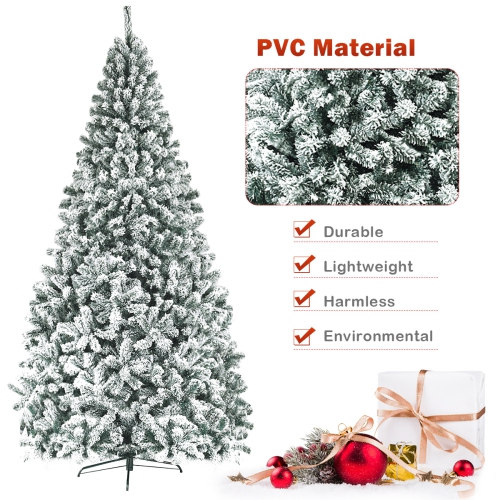 Topbuy 9ft Snow Flocked Christmas Tree 1498 Premium Hinged Tips Artificial Unlit Tree