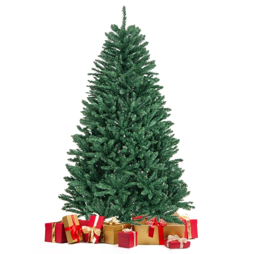 TOPBUY  6Ft Artificial Xmas Tree Hinged Fake Xmas Tree With 1355 Pvc Branch Tips Foldable Metal Stand