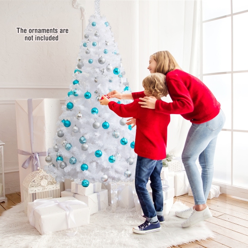 Topbuy 6ft White Artificial PVC Christmas Tree Festive Winter Tree W/ Stand