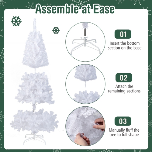 Topbuy 6ft White Artificial PVC Christmas Tree Festive Winter Tree W/ Stand