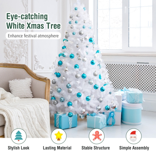 Topbuy 6ft White Artificial PVC Christmas Tree Festive Winter Tree W/ Stand