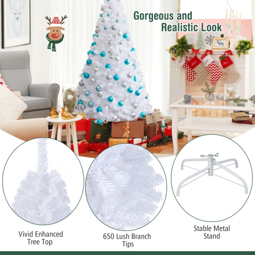 Topbuy 6ft White Artificial PVC Christmas Tree Festive Winter Tree W/ Stand