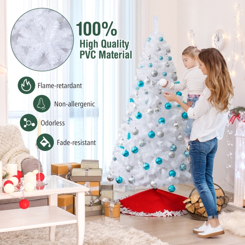 Topbuy 6ft White Artificial PVC Christmas Tree Festive Winter Tree W/ Stand