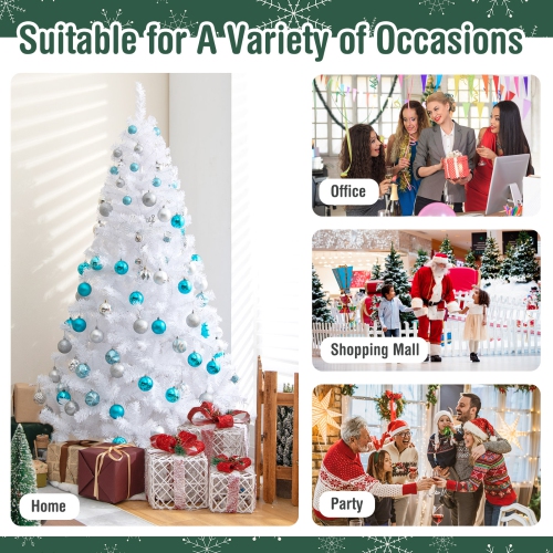 Topbuy 6ft White Artificial PVC Christmas Tree Festive Winter Tree W/ Stand