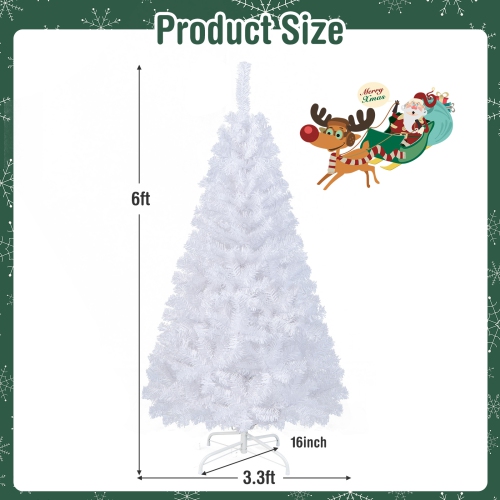 Topbuy 6ft White Artificial PVC Christmas Tree Festive Winter Tree W/ Stand