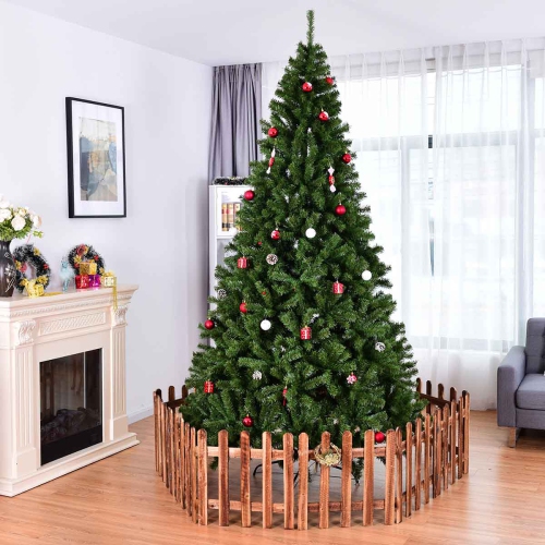 Topbuy 9ft PVC Artificial Christmas Tree 2132 Tips Premium Hinged Tips w/ Solid Metal Stand
