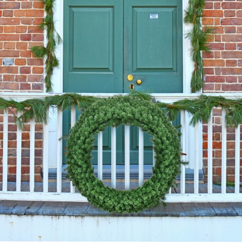 Topbuy 48" Pre-lit Artificial Decorative Flocked Wreath Christmas with 200 LED Light& Timer