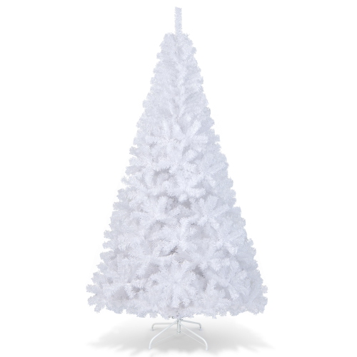 TOPBUY  7' Artificial Pvc Christmas Tree Outdoor W/ Metal Stand, Anti-Scratching Cover In White