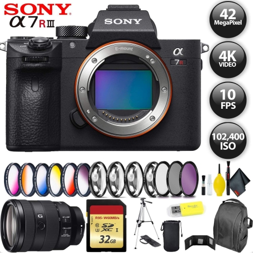 Sony Alpha a7R III Mirrorless Digital Camera + 32GB Memory Card + Sony FE 24-105mm Lens Bundle