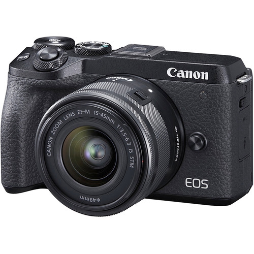 Canon EOS M6 Mark II Mirrorless Digital Camera with 15-45mm Lens and EVF-DC2 (Black) International model (No Warranty)