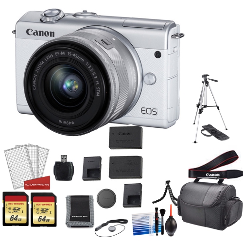 Canon EOS M200 Mirrorless Digital Camera with 15-45mm Lens (White