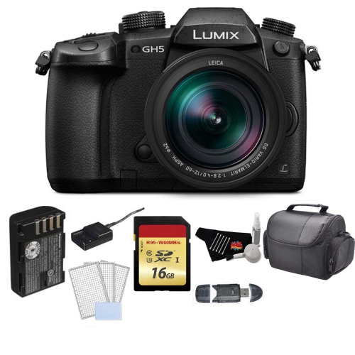 Panasonic Lumix DC-GH5 Mirrorless Micro Four Thirds Digital Camera with 12-60mm Lens Bundle with 16GB Memory Card + LCD