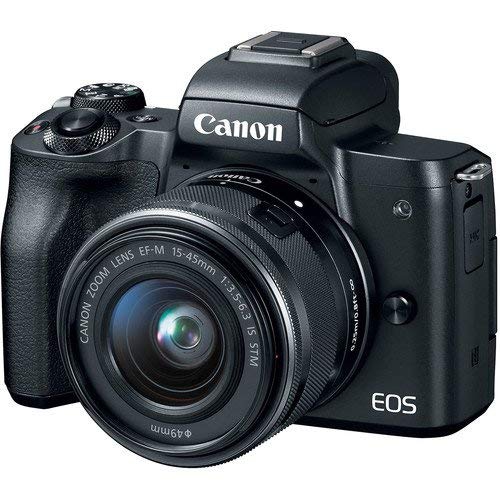 Canon EOS M50 Mirrorless Digital Camera with 15-45mm Lens (2680C011) W/Bag, Extra Battery, LED Light