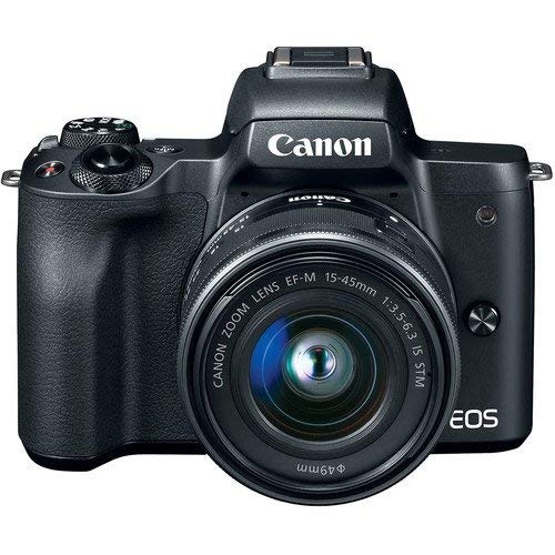 Canon EOS M50 Mirrorless Digital Camera with 15-45mm Lens (2680C011) W/Bag, Extra Battery, LED Light