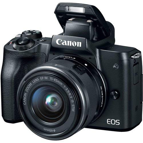 Canon EOS M50 Mirrorless Digital Camera with 15-45mm Lens (2680C011) W/Bag, Extra Battery, LED Light