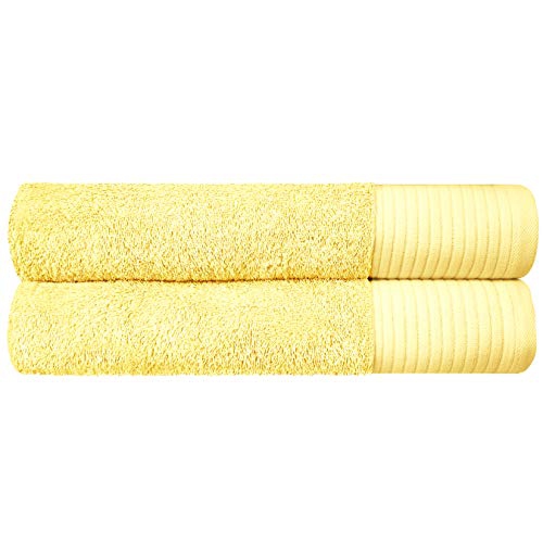 JINAMART Luxury Soft Bath Towels Set 650 GSM | 100% Cotton Large Bathroom Towels Maximum Softness & Highly Absorbent Quick Dry [27.5" X 55"] (Yellow)