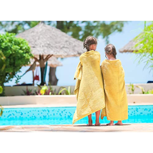 JINAMART Luxury Soft Bath Towels Set 650 GSM | 100% Cotton Large Bathroom Towels Maximum Softness & Highly Absorbent Quick Dry [27.5" X 55"] (Yellow)