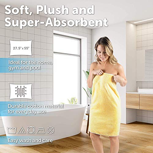 JINAMART Luxury Soft Bath Towels Set 650 GSM | 100% Cotton Large Bathroom Towels Maximum Softness & Highly Absorbent Quick Dry [27.5" X 55"] (Yellow)