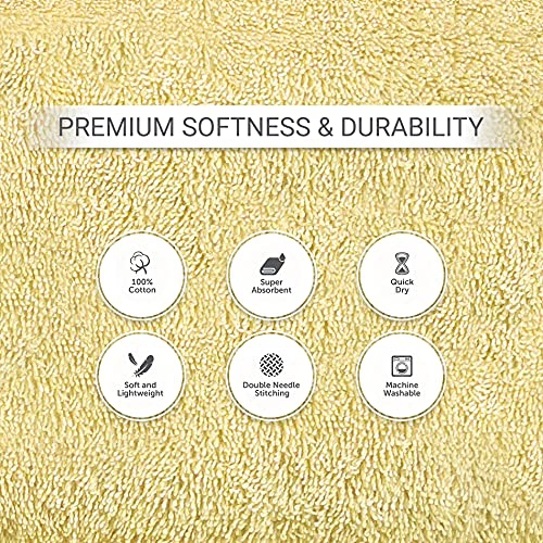 JINAMART Luxury Soft Bath Towels Set 650 GSM | 100% Cotton Large Bathroom Towels Maximum Softness & Highly Absorbent Quick Dry [27.5" X 55"] (Yellow)