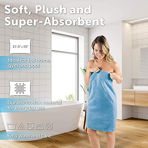 JINAMART Luxury Soft Bath Towels Set 650 GSM | 100% Cotton Large Bathroom Towels Maximum Softness & Highly Absorbent Quick Dry (Light Blue)