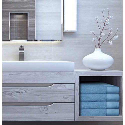 JINAMART Luxury Soft Bath Towels Set 650 GSM | 100% Cotton Large Bathroom Towels Maximum Softness & Highly Absorbent Quick Dry (Light Blue)
