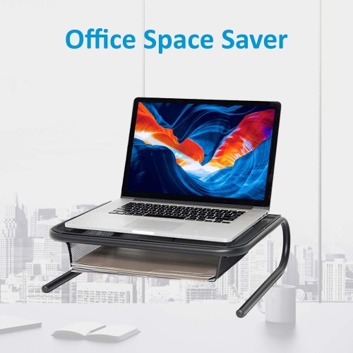 SHOPPINGALL Metal Mesh Monitor Desk Stand Riser Printer Stand Holder with Drawer Organizer - SA-MMS1