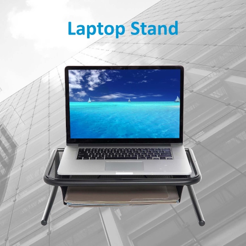 SHOPPINGALL Metal Mesh Monitor Desk Stand Riser Printer Stand Holder with Drawer Organizer - SA-MMS1