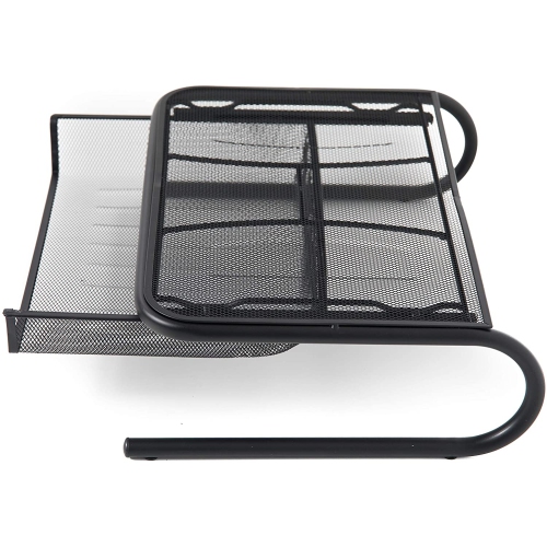 SHOPPINGALL Metal Mesh Monitor Desk Stand Riser Printer Stand Holder with Drawer Organizer - SA-MMS1