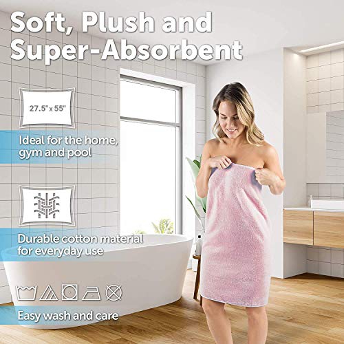 JINAMART Premium Soft Bath Towels Set 650 GSM | 100% Cotton Large Bathroom Towels Maximum Softness & Highly Absorbent Quick Dry [27.5" X 55"] (Pink