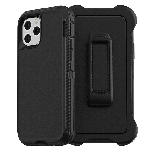 Iphone 13 PRO| Hybrid Heavy Duty Defender Case Cover| With Belt Clip Holster| Black