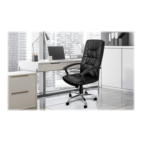 Xtech Office Chair Calabria Executive with Arm Rests - Wheels - Steel Frame Lumbar Cushion Leatherette Height Adjustment Black