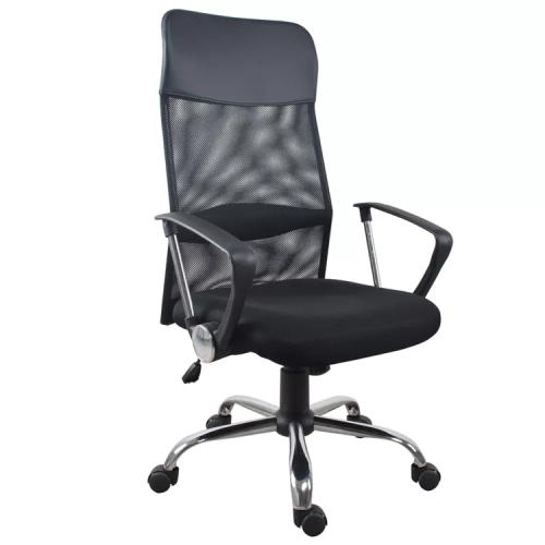Xtech Office Chair Turin Executive Mesh Back Armrests Adjustable Height Steel Base - Black