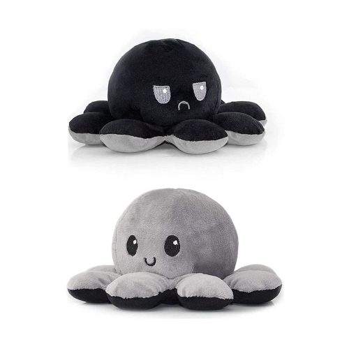 grey and black reversible octopus