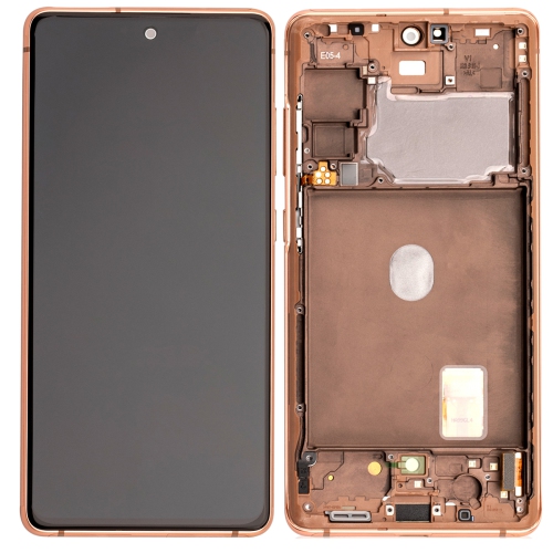 Refurbished - LCD Display Touch Screen Digitizer Assembly + Frame For Samsung Galaxy S20 FE 5G (SM-G781W) - Cloud Orange