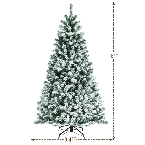 Gymax 6 FT Pre-lit Artificial Christmas Tree Snow Flocked Full Xmas Tree