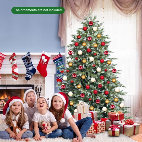 Gymax 7 Ft Artificial Christmas Tree Unlit Hinged Xmas Tree w/ Metal Stand