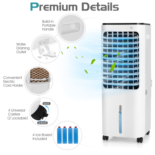 Marque Gymax Climatiseur d'air portable refroidissement par évaporation avec 4 bacs à glaçons et télécommande