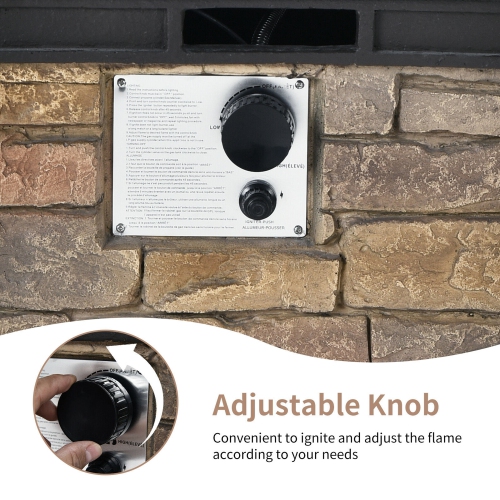 Gymax 40,000 BTU Burning Fire Bowl Column Propane Patio Yard w/ Lava Rocks