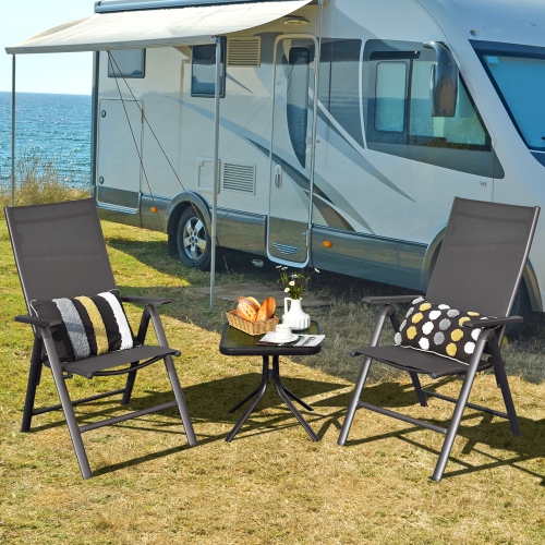 Gymax Set of 4 Folding Patio Dining Chair Camping Chair w/ Adjustable Backrest