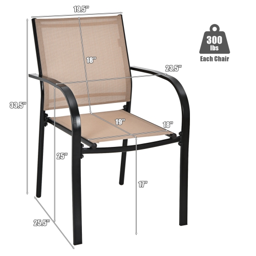 Gymax 4PCS Stackable Patio Dining Chair w/ Steel Frame & Quick-drying Fabric