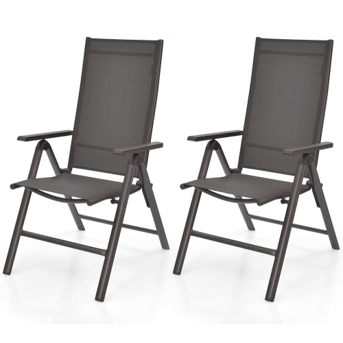 GYMAX  Set Of 2 Folding Patio Dining Chair Camping Chair W/ Adjustable Backrest