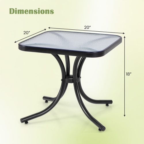 Table basse de jardin en verre trempé 18'' Gymax