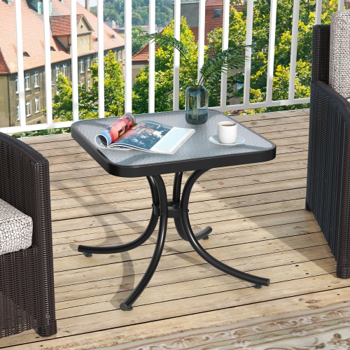 Table basse de jardin en verre trempé 18'' Gymax
