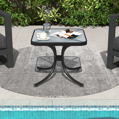 Table basse de jardin en verre trempé 18'' Gymax