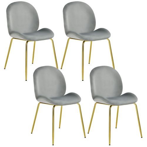 GYMAX  4PCs Velvet Dining Chair Accent Leisure Chair Armless Side Chair