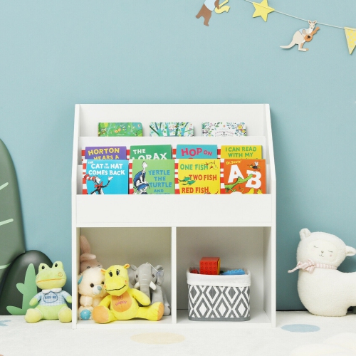 Étagère en bois pour enfants, Bibliothèque pour enfants, Meuble de rangement pour jouets Gymax