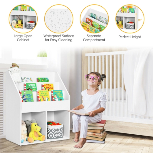 Étagère en bois pour enfants, Bibliothèque pour enfants, Meuble de rangement pour jouets Gymax