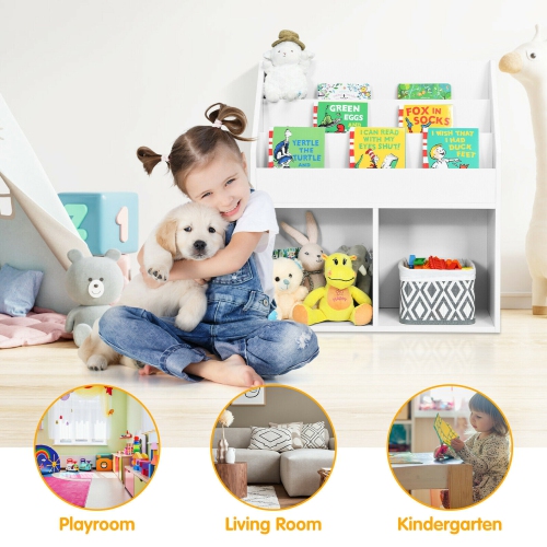Étagère en bois pour enfants, Bibliothèque pour enfants, Meuble de rangement pour jouets Gymax